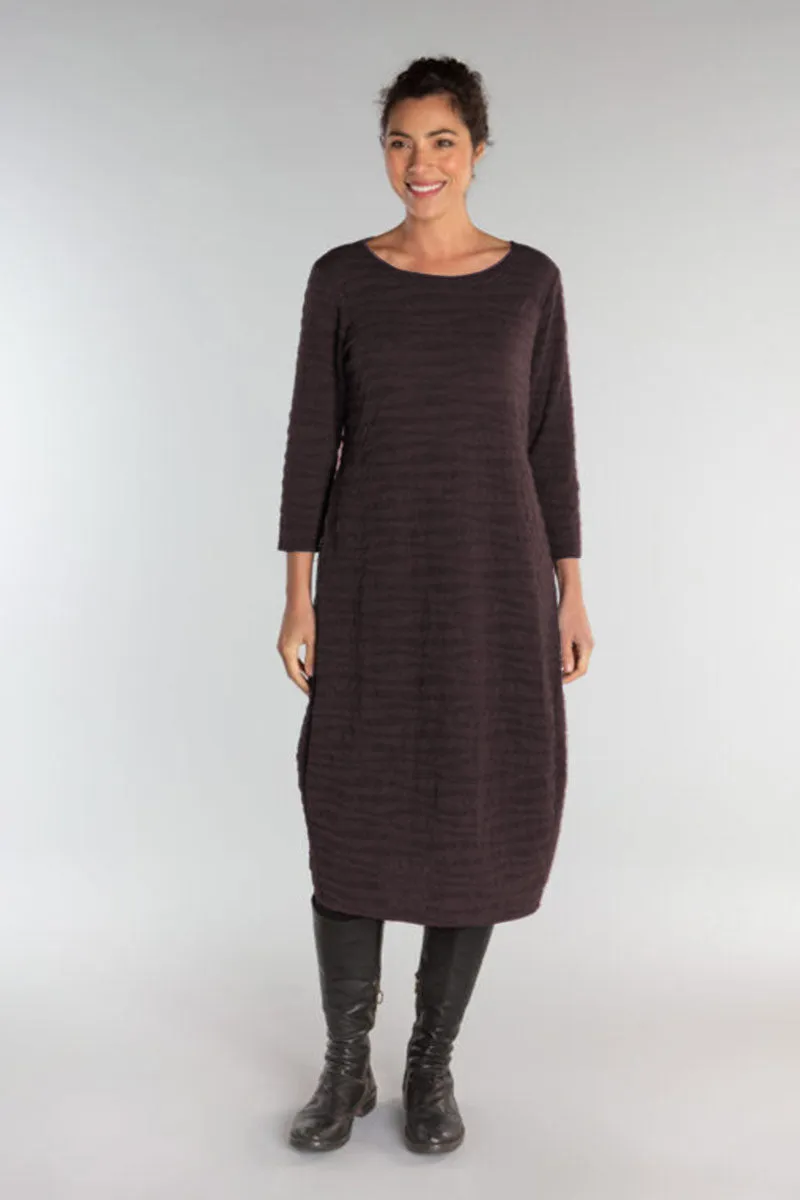 3/4 Sleeve Textured Dress Plumeria