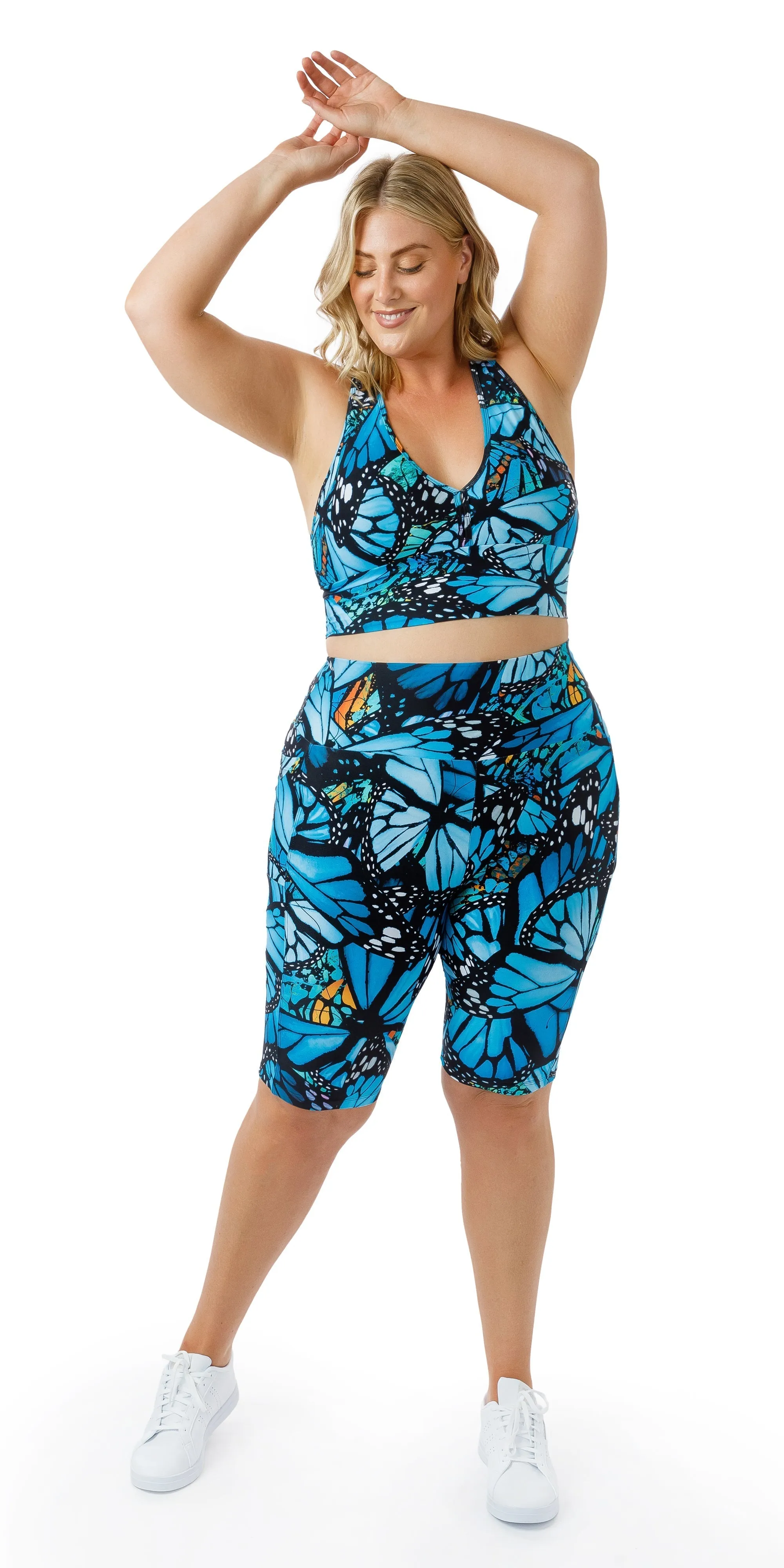 Butterfly Biker Shorts with Pockets