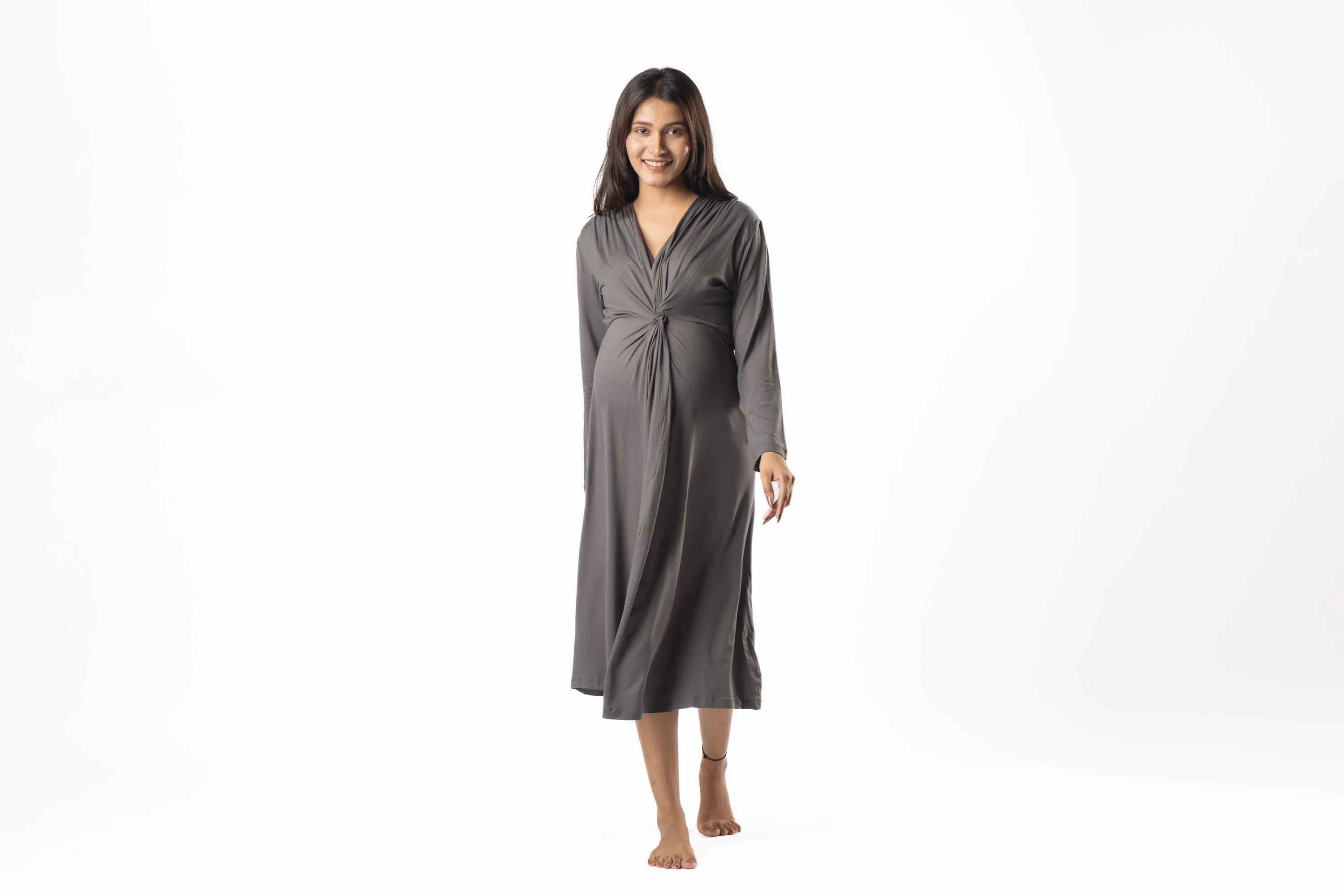 Charcoal Grey Knotted Dress