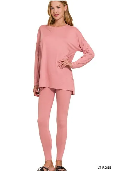 Crew Neck Brushed Microfiber Loungewear Set (9 Options)