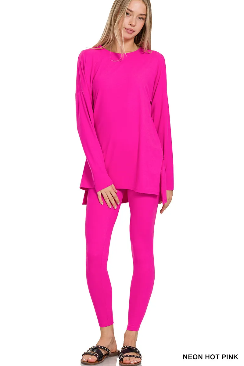 Crew Neck Brushed Microfiber Loungewear Set (9 Options)