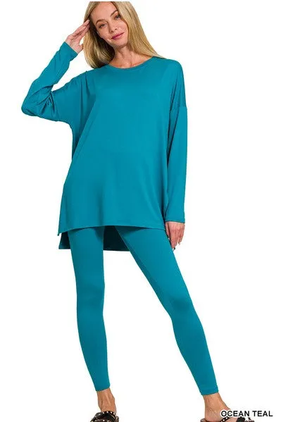 Crew Neck Brushed Microfiber Loungewear Set (9 Options)