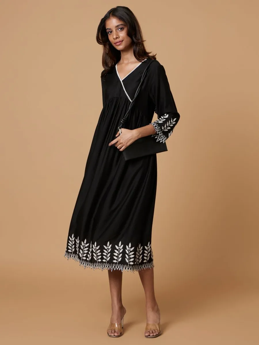 Ecovero Black Cutwork Dress