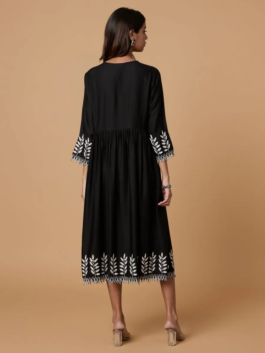 Ecovero Black Cutwork Dress