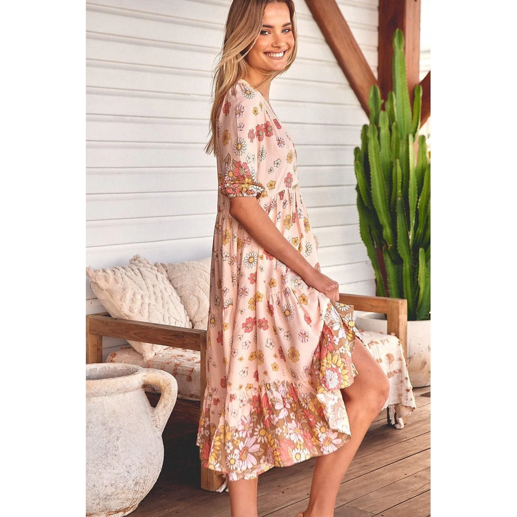 JAASE Daisies Print Eve Midi Dress