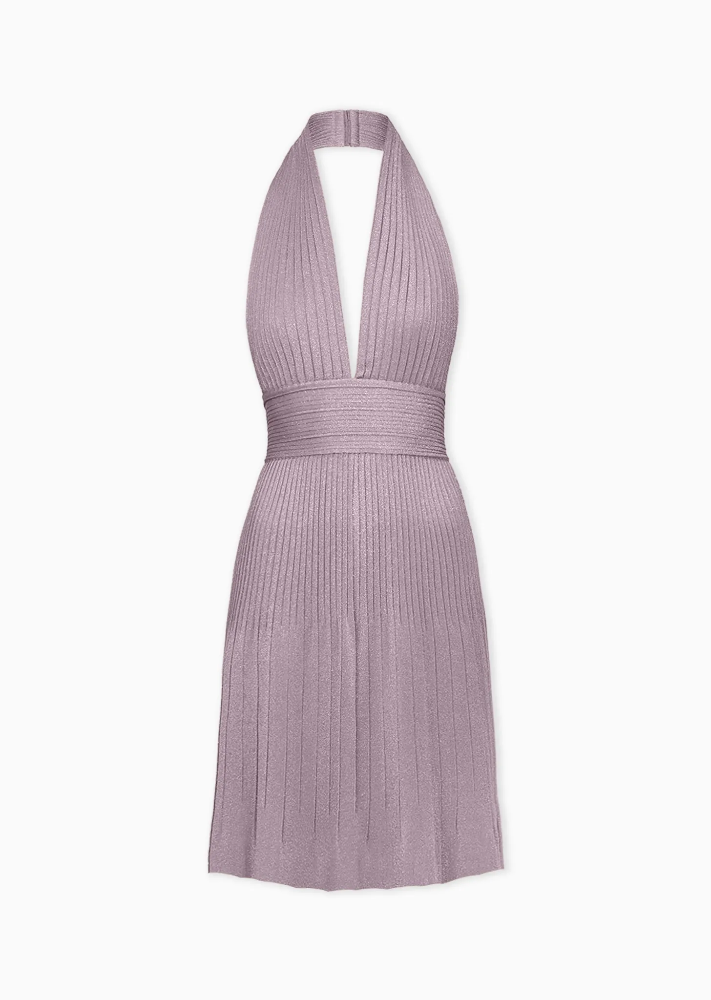 Jeanice - Shimmery Halter Dress with Plunging Neckline