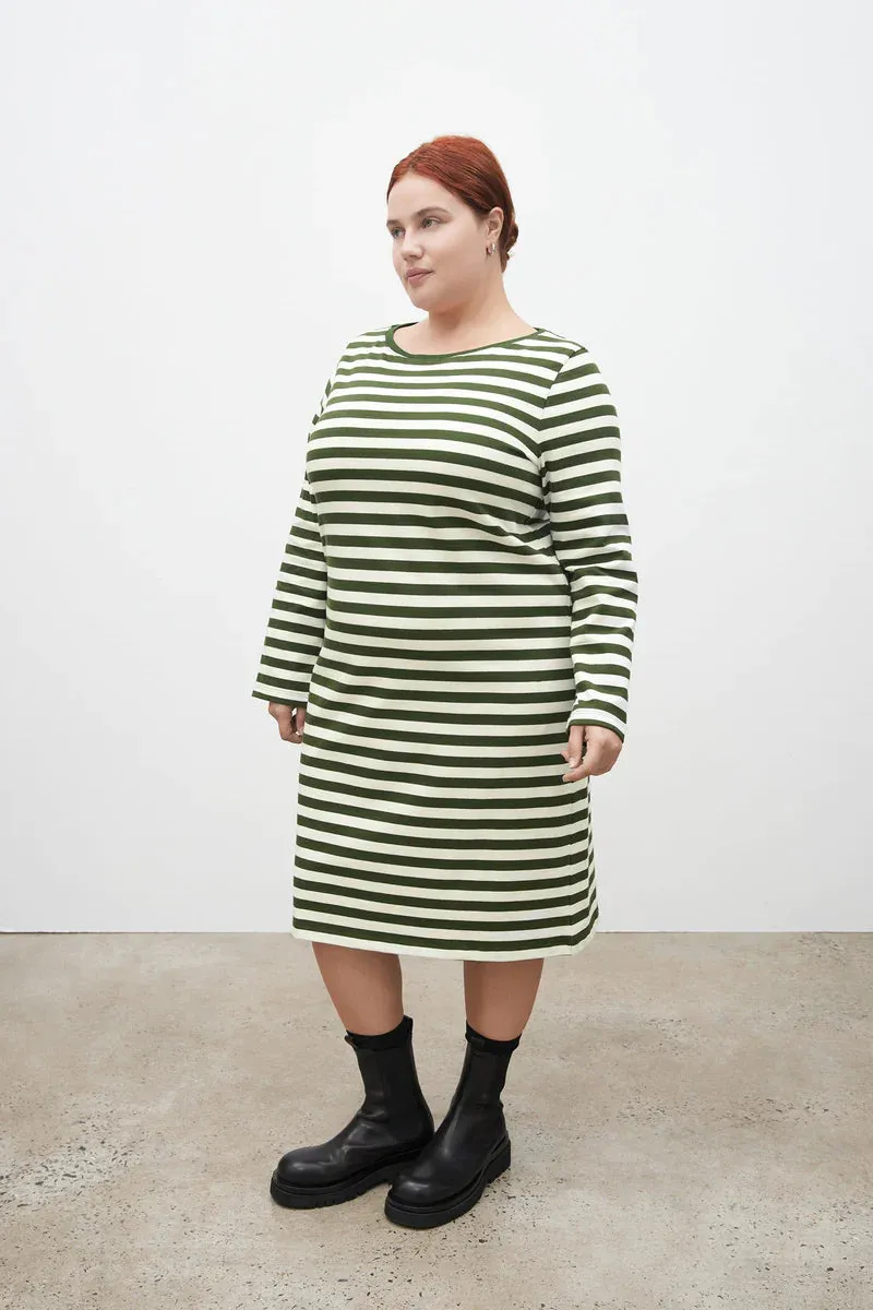 Kowtow Breton Dress - Deep Green Stripe
