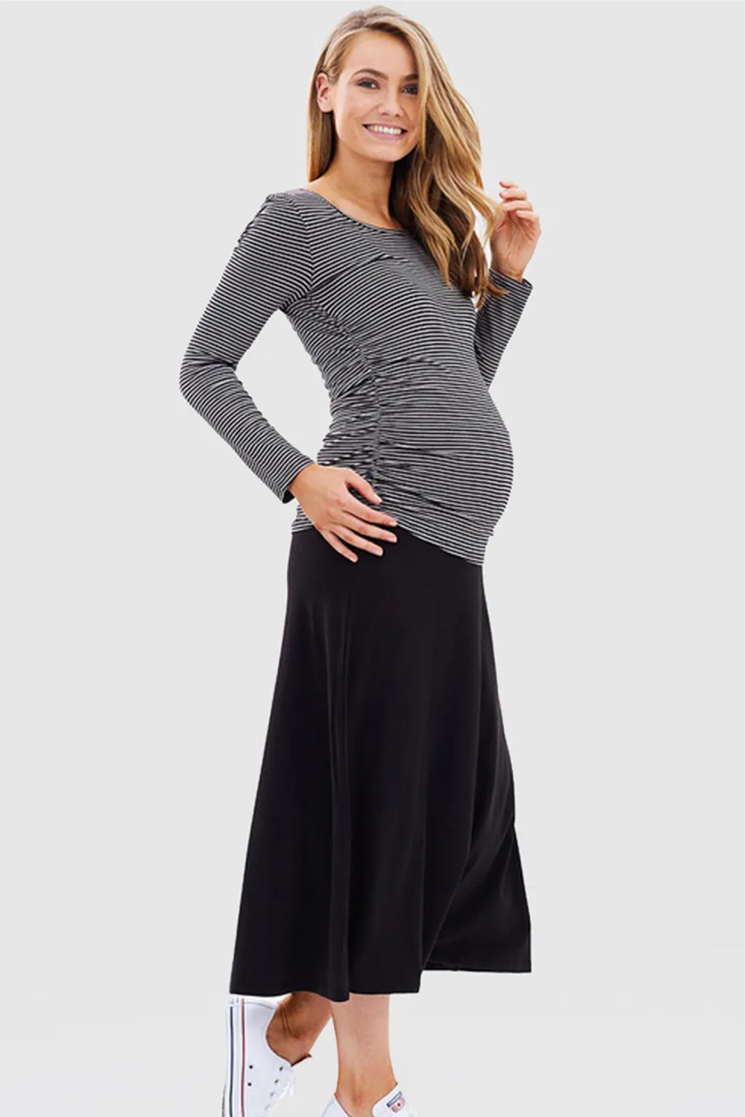 Lana Long Maternity Skirt - Black