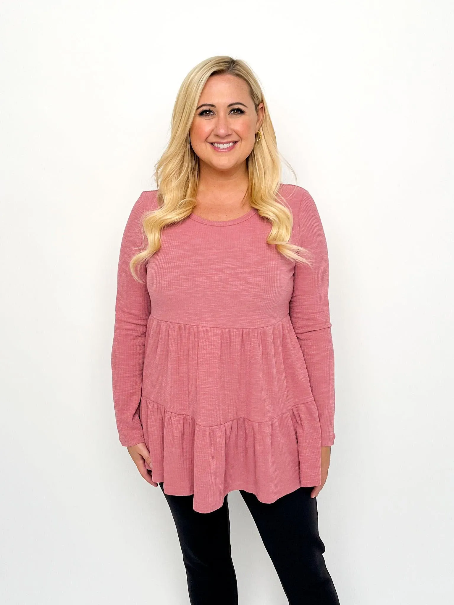 Mauve Ribbed Babydoll Top