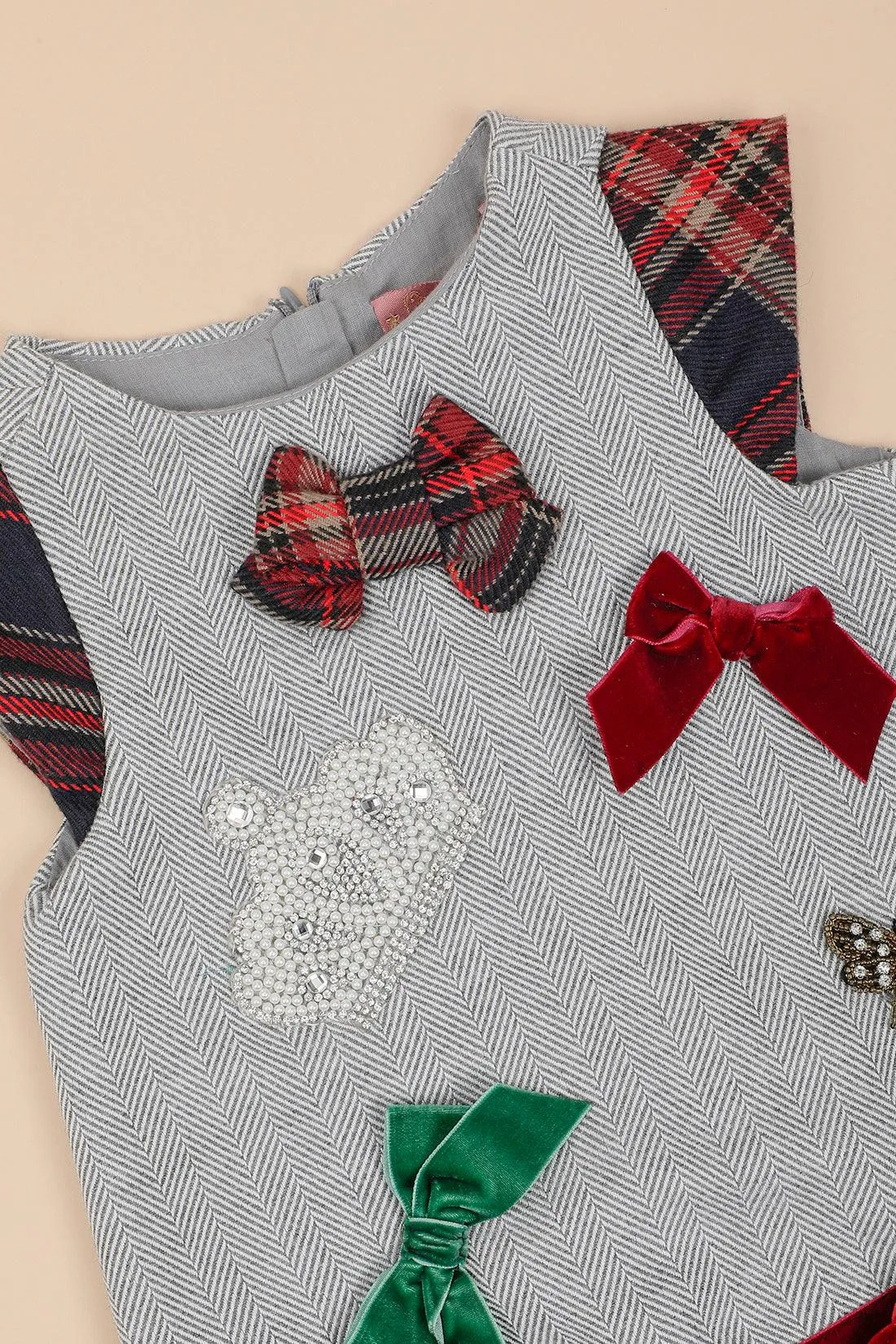 One Friday Kids Girls Grey Check Dress