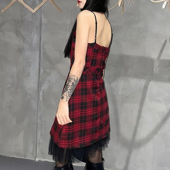 Plaid Slim Strap Dress SD01304