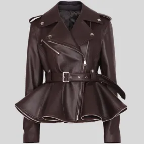 Ruffles Leather Elegant Jacket