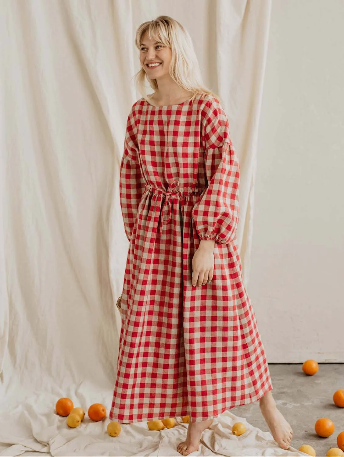 Rugile Women's Linen Puff Sleeve Dress | Multiple Colours