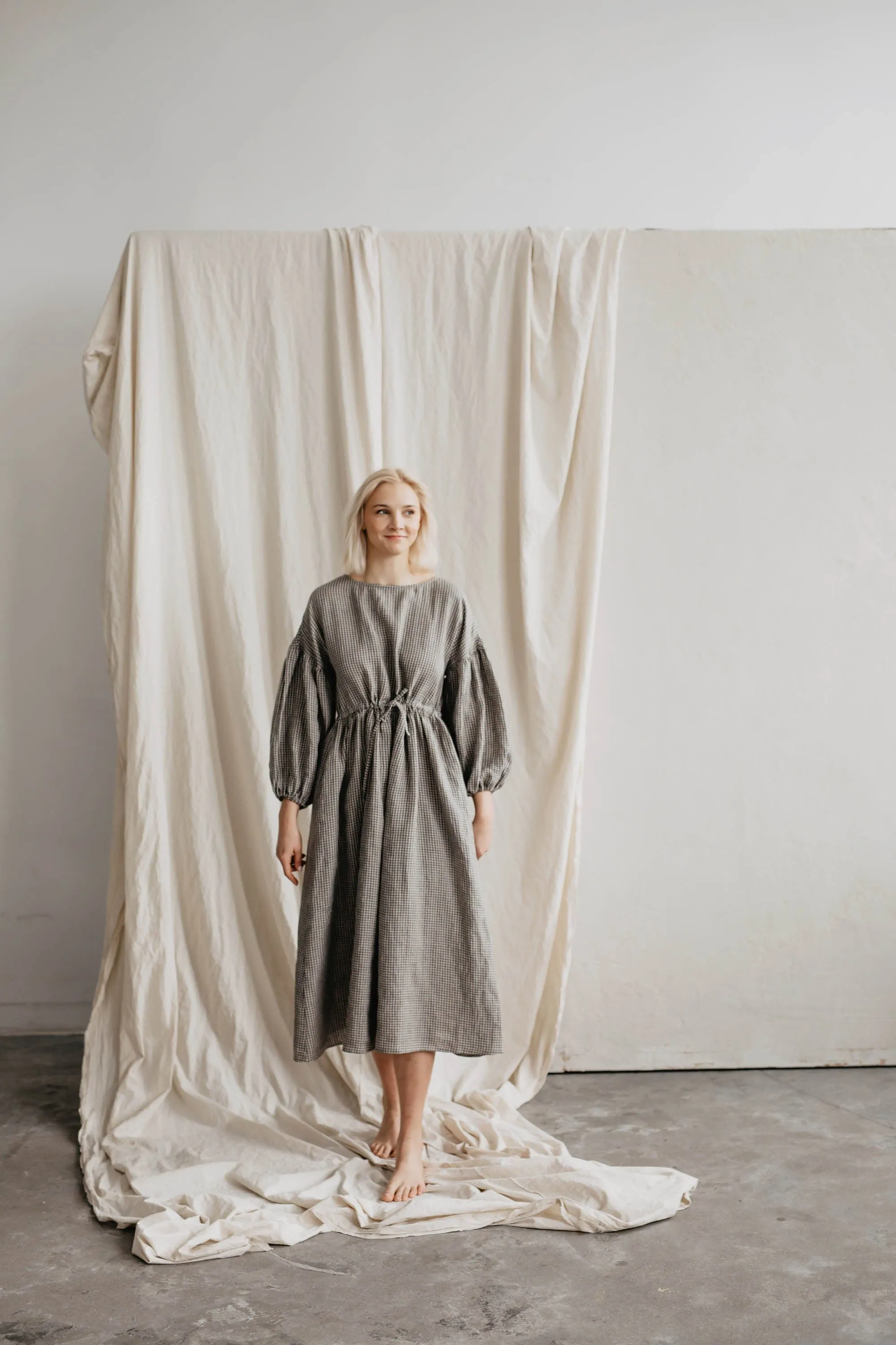 Rugile Women's Linen Puff Sleeve Dress | Multiple Colours