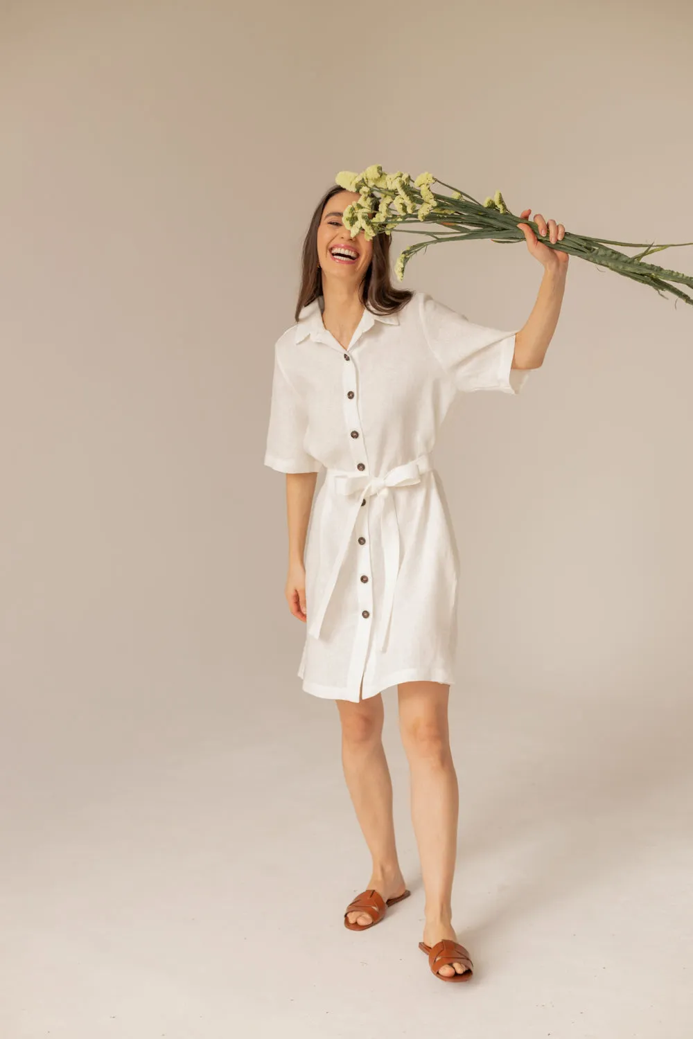 Soleil Linen Dress Ecru