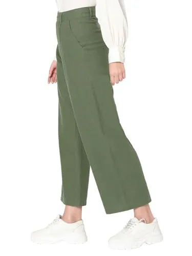 VERO MODA Women's Straight Pants (Olive Green)