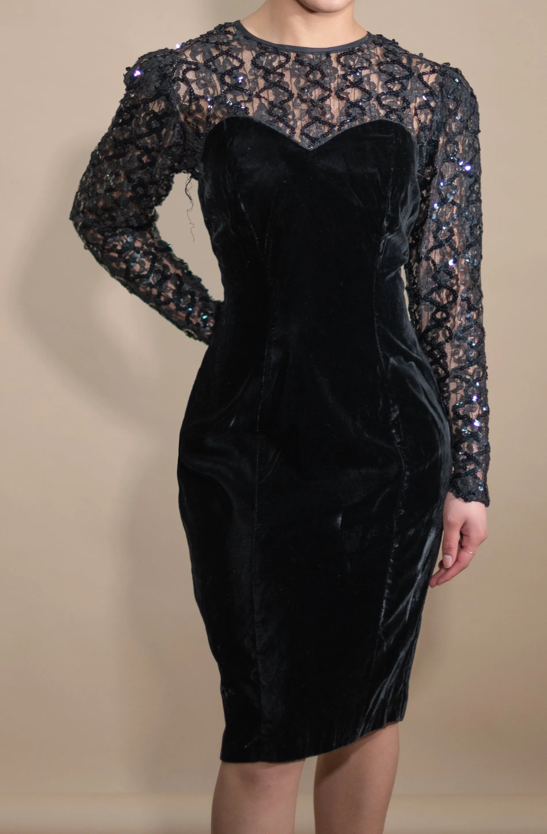 Vintage 80's Black Beaded Dress