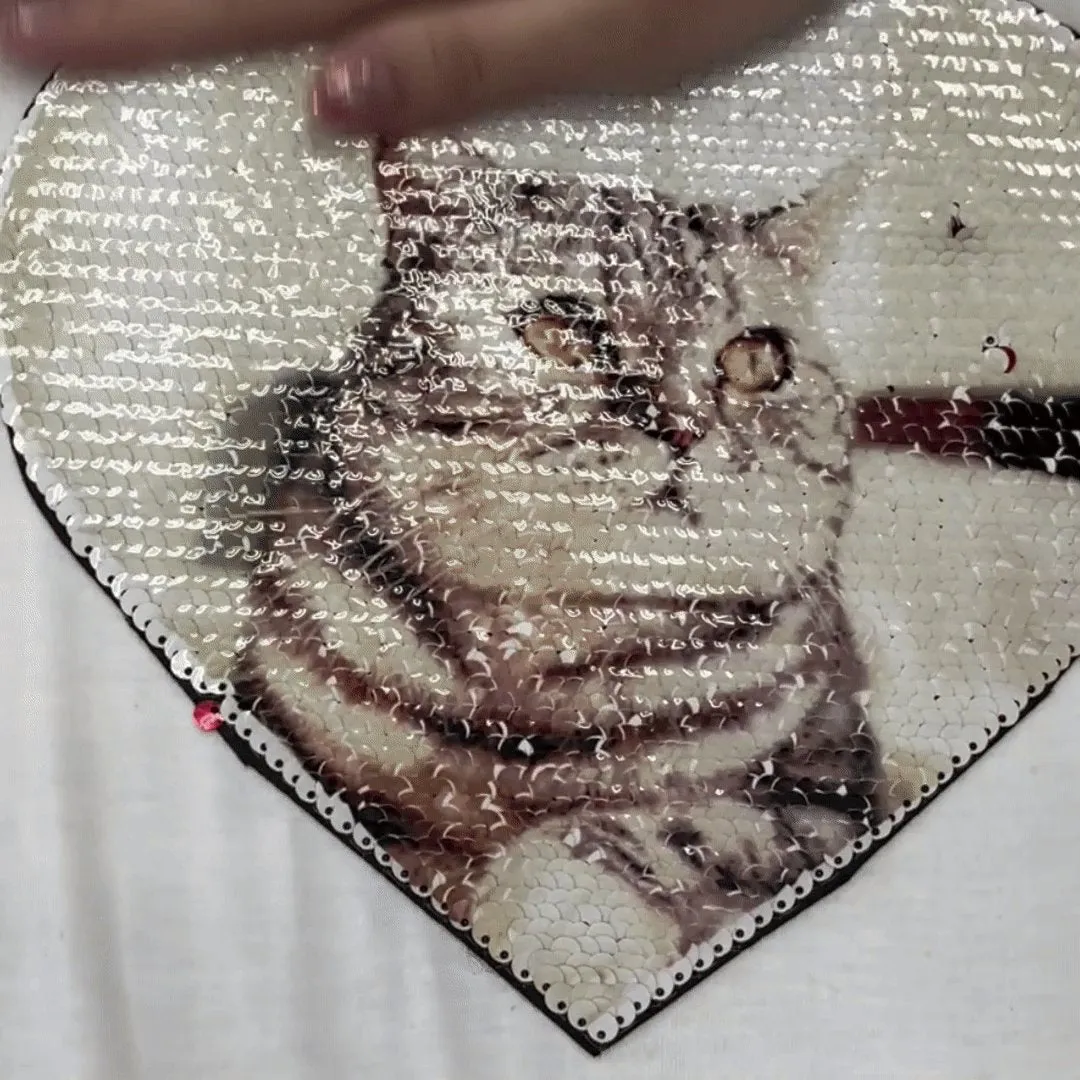 #XS-4XL-Custom Heart Shaped Flip Sequin With Picture Unisex T Shirt Valentine Day Gift Christmas Gifts